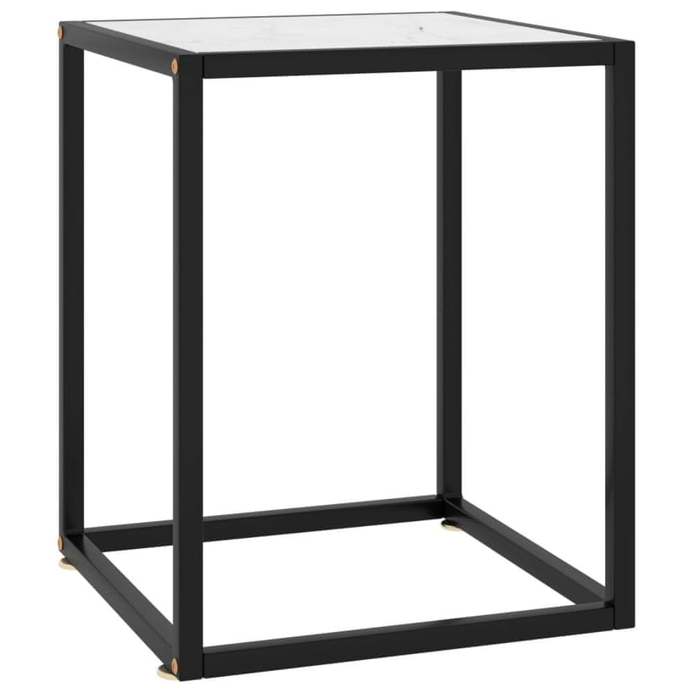 Vidaxl Konferenčný stolík, čierny, biele mramorové sklo 40x40x50 cm